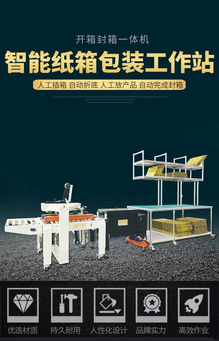 跋涉智能SmartK03工厂仓库纸箱包装开箱封箱一体机 电商全自动包装的效率革命